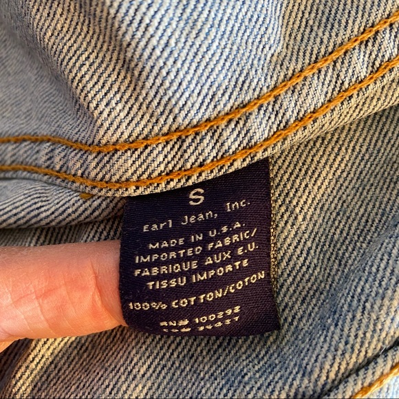 Earl XS denim jean jacket. Stonewashed Trucker style. EUC - Picture 5 of 6
